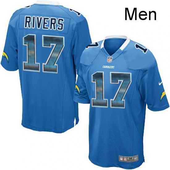 Men Nike Los Angeles Chargers 17 Philip Rivers Limited Electric Blue Strobe NFL Jersey